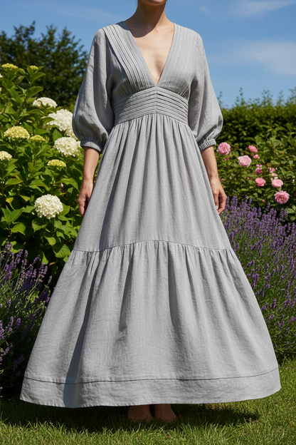 Viscose Italian Textured Linen - Dove Grey