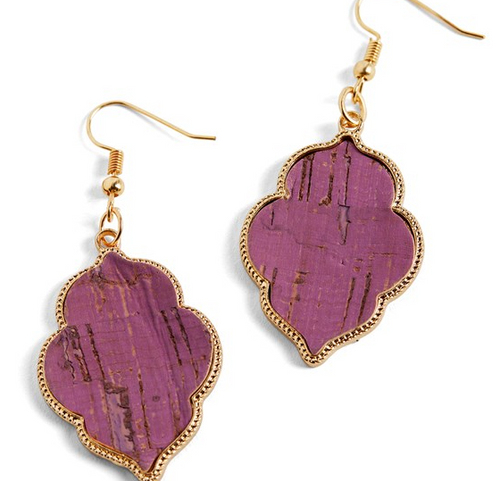 Whispers Cork Crest Earring - Magenta - Magenta
