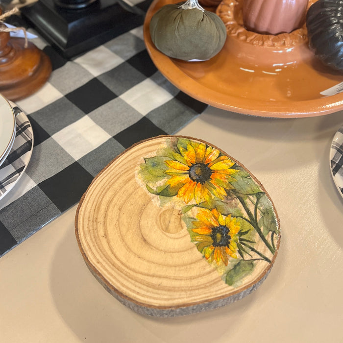 Wood Slice Sunflower Riser