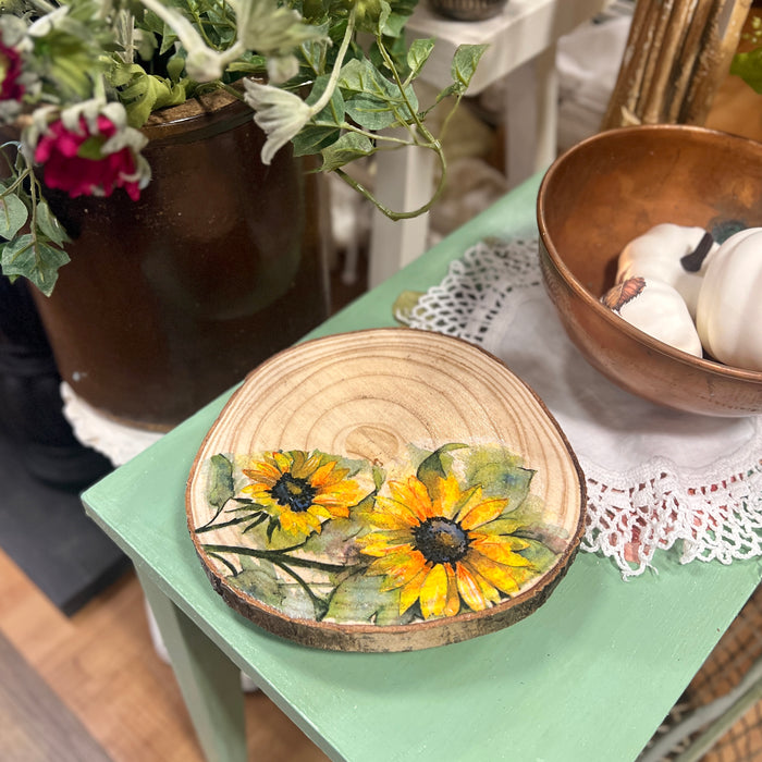 Wood Slice Sunflower Riser