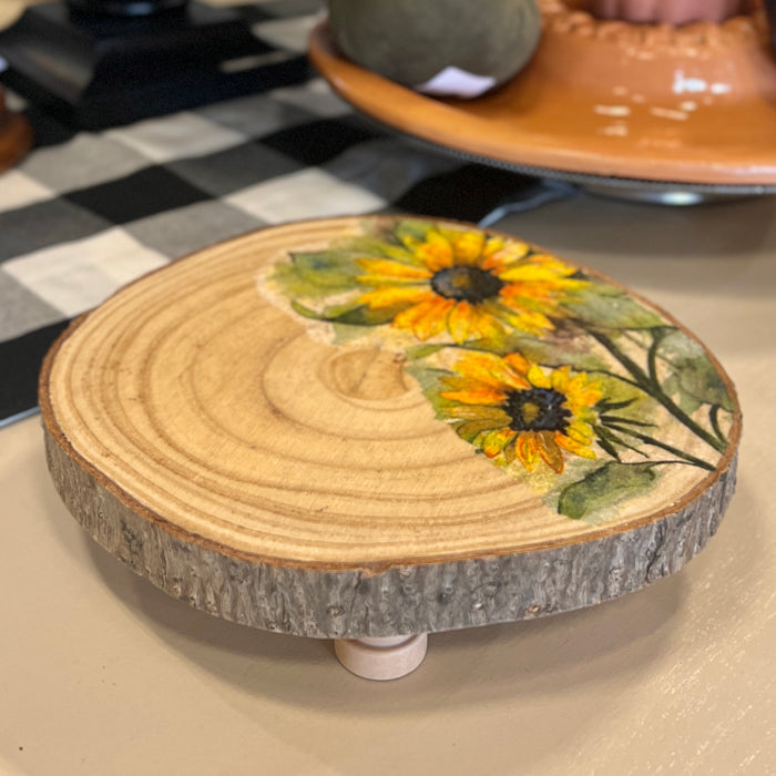 Wood Slice Sunflower Riser