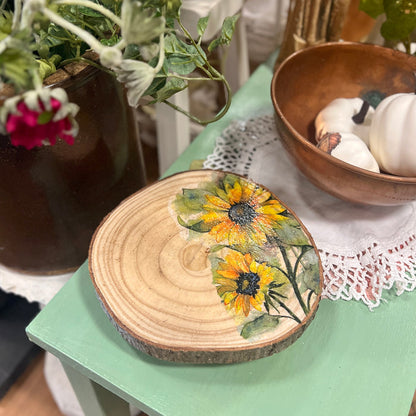 Wood Slice Sunflower Riser