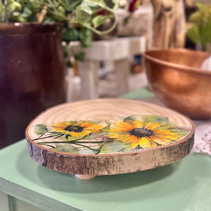 Wood Slice Sunflower Riser