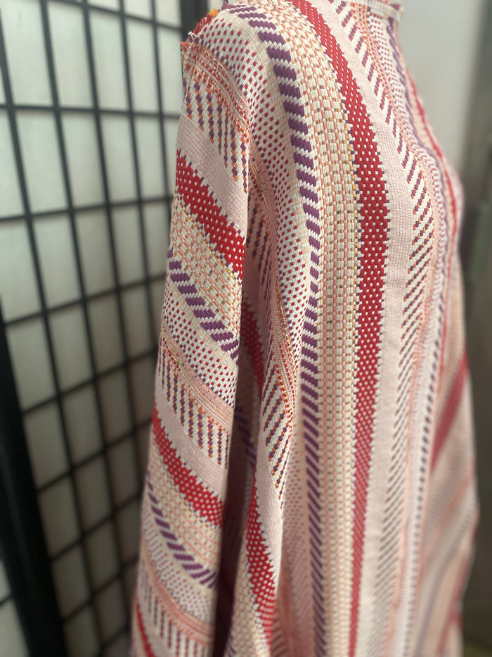 Woven Boucle Cotton /Rayon Blend - Pink, Off White, Red, Purple & Lurex