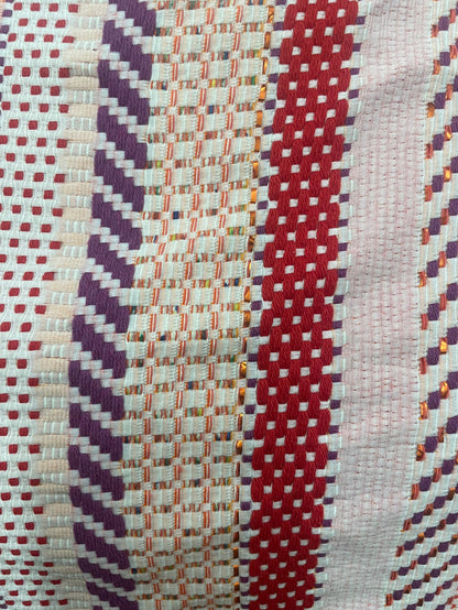 Woven Boucle Cotton /Rayon Blend - Pink, Off White, Red, Purple & Lurex