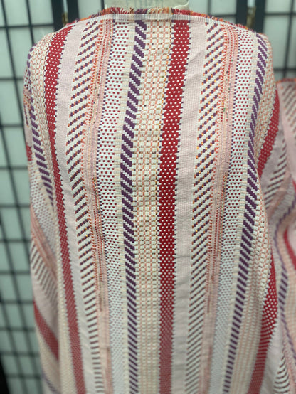 Woven Boucle Cotton /Rayon Blend - Pink, Off White, Red, Purple & Lurex