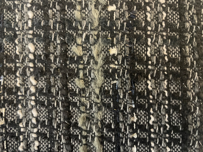Woven Boucle Lurex Poly /Rayon - Black, Grey, White & Silver