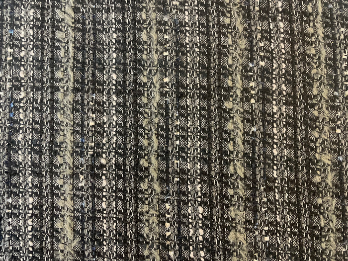 Woven Boucle Lurex Poly /Rayon - Black, Grey, White & Silver